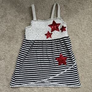 Patriotic Americana Sequin Star Tank / Dress Flapdoodles Girls Sz 2T